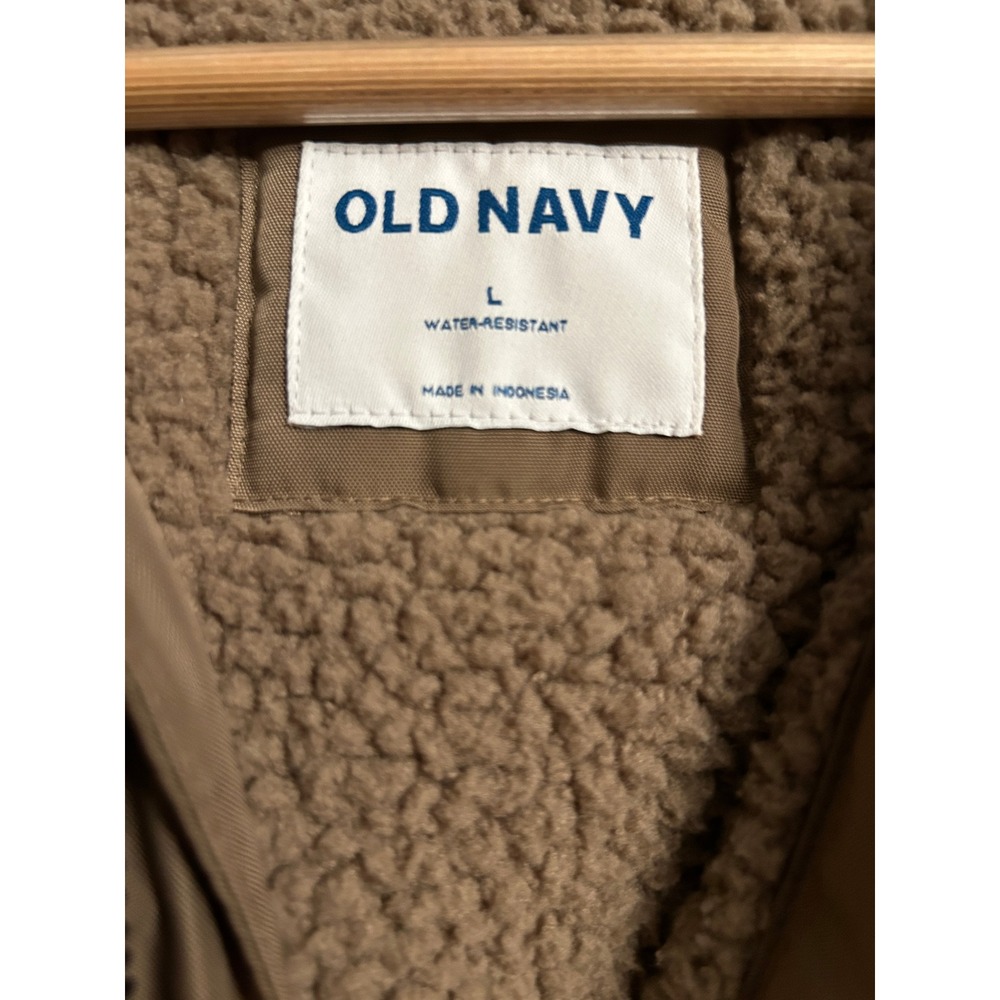 Old Navy Men's Tan Sherpa Lined Hooded Parka Jacket Size Large‎ - Picture 12 of 12